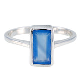 Nayara Artisan Blue Solitaire Ring in Sterling Silver Blue Chalcedony Blue